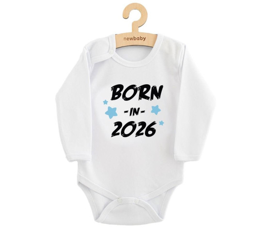 Dětské body s potiskem New Baby BORN IN 2026 blue