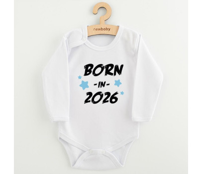 Dětské body s potiskem New Baby BORN IN 2026 blue