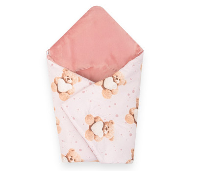 Zateplená zavinovačka do autosedačky New Baby Love Teddy Bear pink