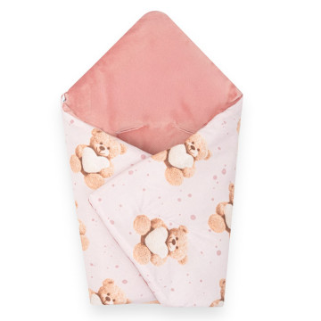 Zateplená zavinovačka do autosedačky New Baby Love Teddy Bear pink, Růžová