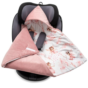 Zateplená zavinovačka do autosedačky New Baby Love Teddy Bear pink, Růžová