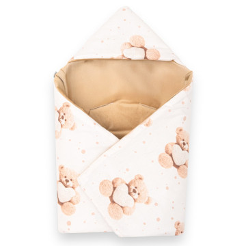 Zateplená zavinovačka do autosedačky New Baby Love Teddy Bear beige, Béžová
