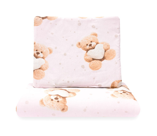 Oboustranný Set z Velvet do kočárku New Baby Love Teddy Bear pink