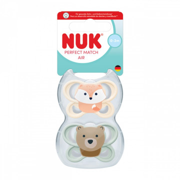Dudlík NUK Perfect Match Air FOX/BEAR 0-2m 2ks box, Dle obrázku 0-2 m