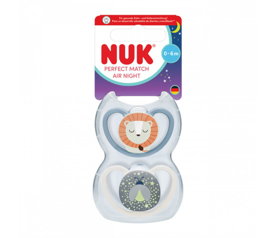 Dudlík NUK Perfect Match Air Night FIREFLY/LION 0-6m 2ks box