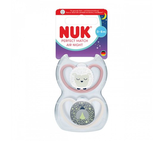 Dudlík NUK Perfect Match Air Night FIREFLY/SHEEP 0-6m 2ks box