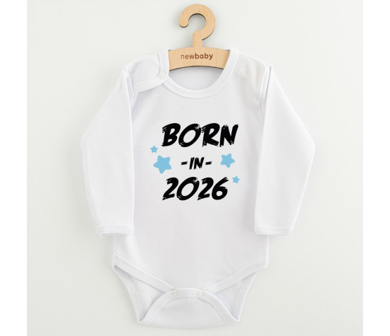 Dětské body s potiskem New Baby BORN IN 2026 blue