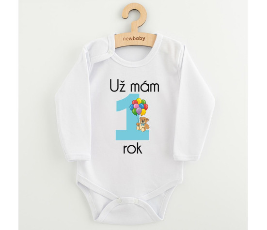 Body s potiskem New Baby Už mám 1 rok modré