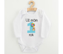 Body s potiskem New Baby Už mám 1 rok modré
