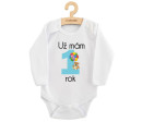 Body s potiskem New Baby Už mám 1 rok modré