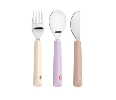 LÄSSIG Cutlery with Silicone Handle 3pcs Tiny Team cat