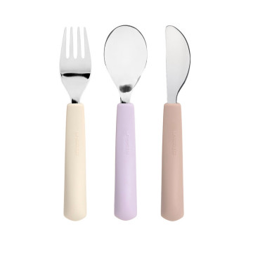 LÄSSIG Cutlery with Silicone Handle 3pcs Tiny Team cat
