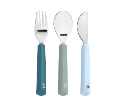 LÄSSIG Cutlery with Silicone Handle 3pcs Tiny Team dog