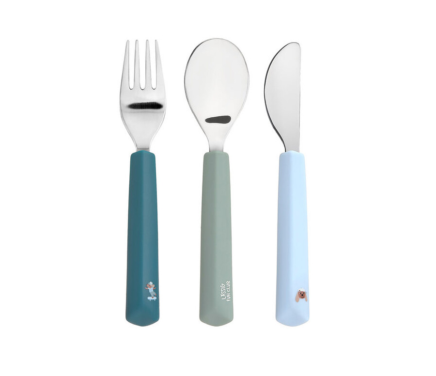 LÄSSIG Cutlery with Silicone Handle 3pcs Tiny Team dog