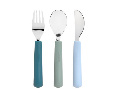 LÄSSIG Cutlery with Silicone Handle 3pcs Tiny Team dog