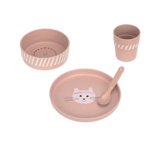 LÄSSIG Dish Set PP/Cellulose Tiny Team cat