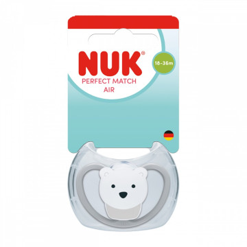 Dudlík NUK Perfect Match Air POLAR BEAR 18+m 1ks box, Šedá 18+ m