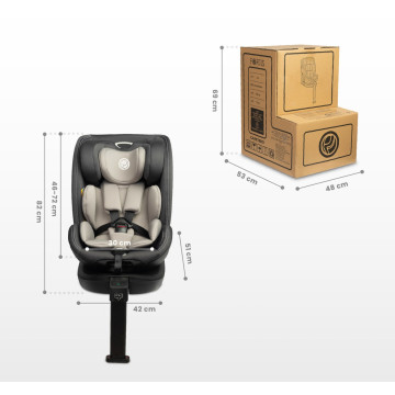 Autosedačka do auta i-Size, Caretero Fortis, Isofix 40–150, grafit