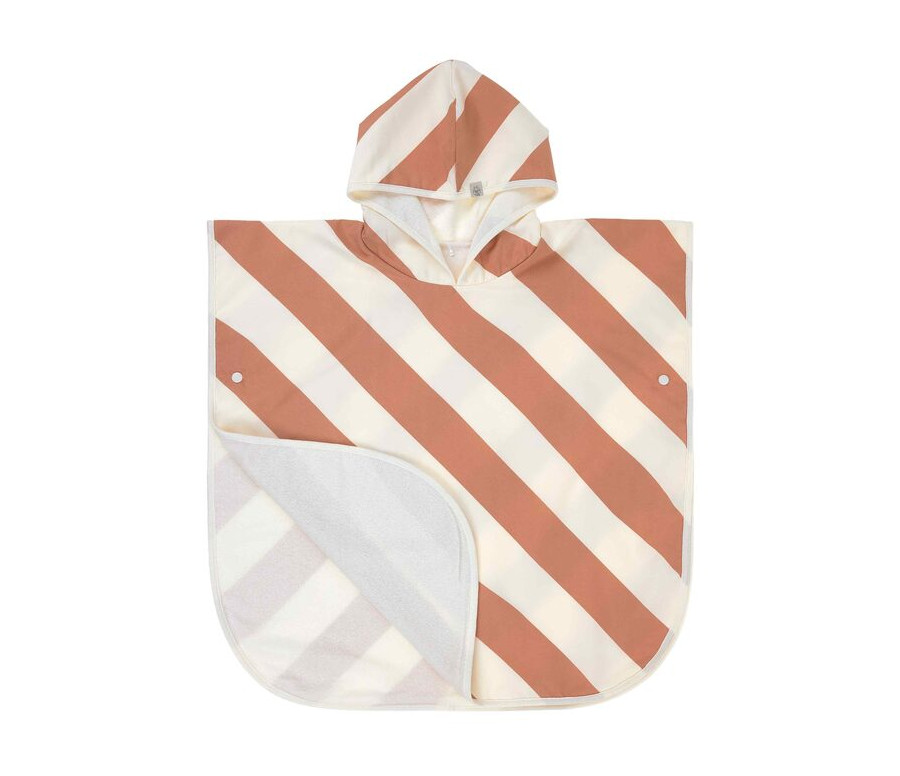 LÄSSIG Beach Poncho stripes clay/sea salt