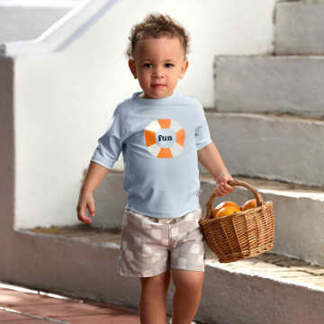 LÄSSIG Short Sleeve Rashguard swim ring illusion blue 19-24mo. size 92