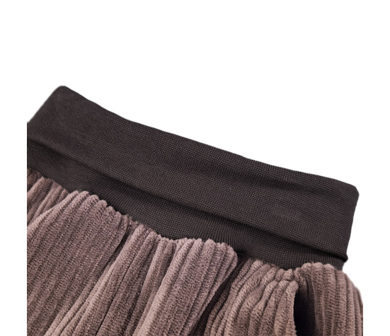 Kalhoty manšestr lem - hnědá