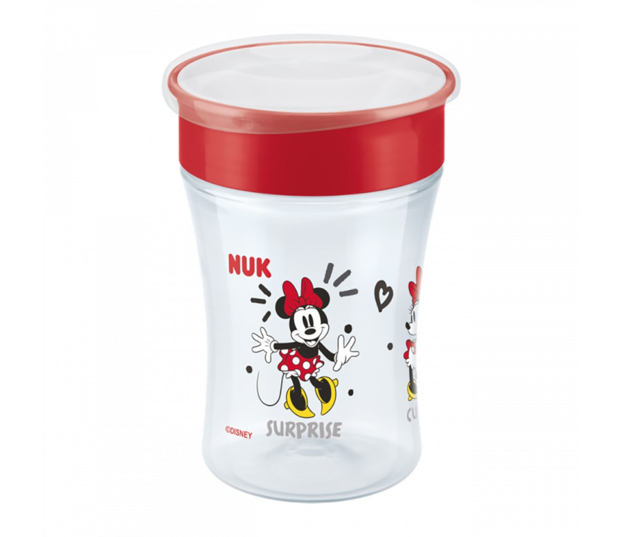 Dětský hrníček Magic NUK Cup Minnie (8+ m.) NUK 360° 230 ml, Červená