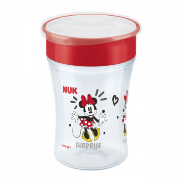 Dětský hrníček Magic NUK Cup Minnie (8+ m.) NUK 360° 230 ml, Červená
