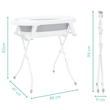 Fillikid Skládací dětská vanička grey-white + stojan na vaničku