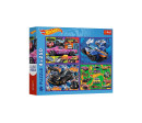 Puzzle 4v1 Závodní auta/Hot wheels 4x250 dílků 33,9x23,9cm v krabici 34x26x6cm