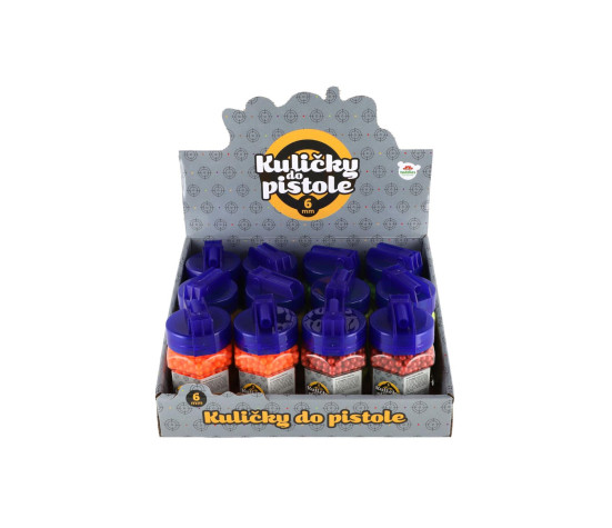 Kuličky do pistole 1200ks plast 6mm mix barev v plastové láhvi 12ks v boxu