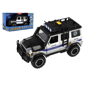 Auto záchranáři policie terénní plast 23x14cm na setrvačník na baterie se světlem se zvukem v krabic