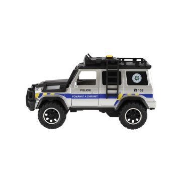 Auto záchranáři policie terénní plast 23x14cm na setrvačník na baterie se světlem se zvukem v krabic