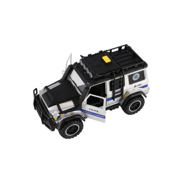 Auto záchranáři policie terénní plast 23x14cm na setrvačník na baterie se světlem se zvukem v krabic