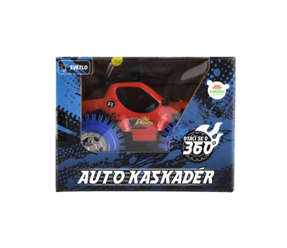 Auto kaskadérské plast 9x9cm na baterie se světlem, zvukem v krabičce 14x10cm