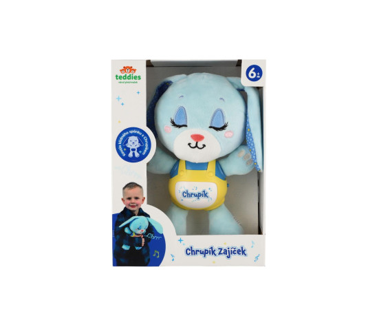 Zajíček Chrupík usínáček plyš/plast na baterie se zvukem se světlem v krabici 22x30x10,5cm 6m+