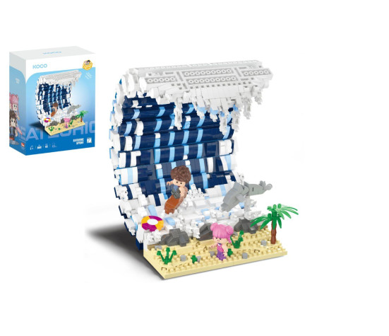 Stavebnice mini KOCO Surfovací vlna plast 1471ks v krabičce 15x20x8cm