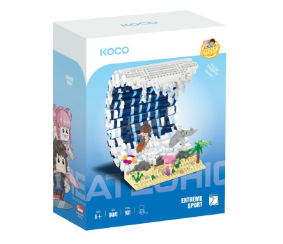 Stavebnice mini KOCO Surfovací vlna plast 1471ks v krabičce 15x20x8cm