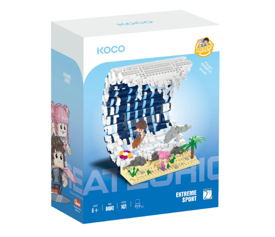 Stavebnice mini KOCO Surfovací vlna plast 1471ks v krabičce 15x20x8cm