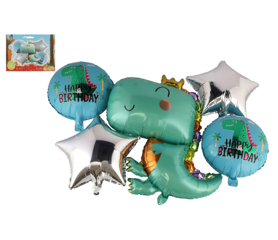 Sada balonek/balonky 5ks nafukovací dinosaurus v sáčku 21x16cm