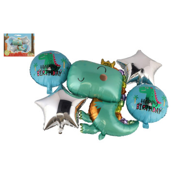 Sada balonek/balonky 5ks nafukovací dinosaurus v sáčku 21x16cm