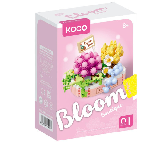Stavebnice mini KOCO Květinové aranžmá sukulentů plast 249 dílků v krabičce 11x15x6cm