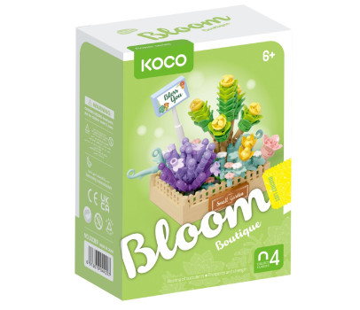 Stavebnice mini KOCO Květinové aranžmá sukulentů plast 232 dílků v krabičce 11x15x6cm
