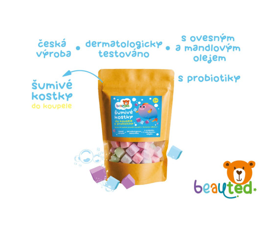 Šumivé kostky do koupele s probiotiky beauted v uzavíratelném sáčku