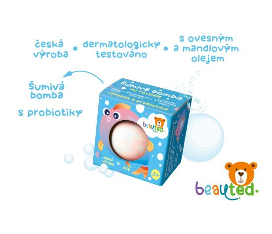 Šumivá bomba do koupele s probiotiky beauted v krabičce
