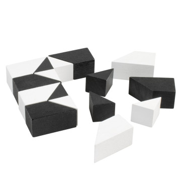 Hlavolam černobílý tangram dřevěný ve fólii