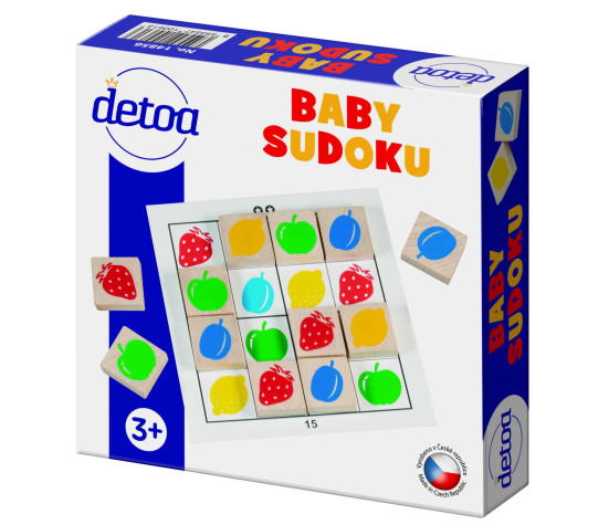 Baby sudoku logická hra dřevo 25ks v krabičce 15x15x4cm