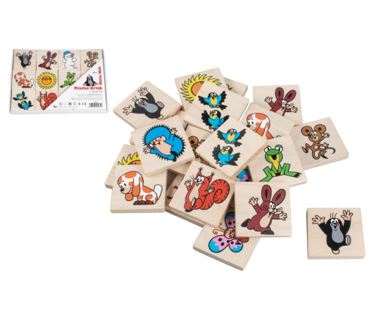 Pexeso Krtek společenská hra 24 dřevěných kamenů v krabičce 17x13x1,5cm