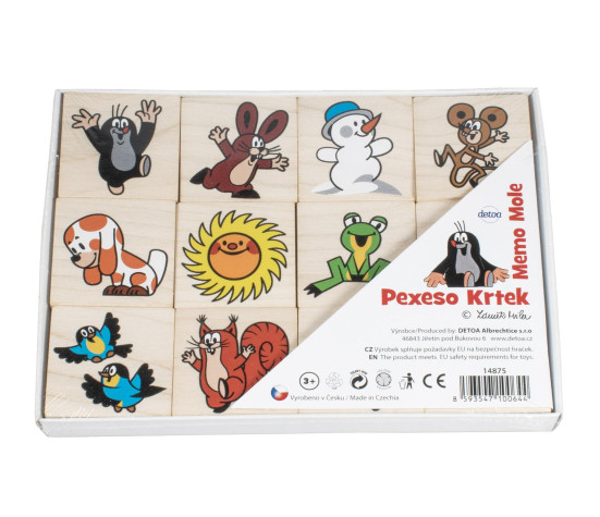 Pexeso Krtek společenská hra 24 dřevěných kamenů v krabičce 17x13x1,5cm