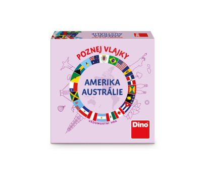Poznej vlajky Amerika a Austrálie cestovní společenská hra v krabici 13x13cm