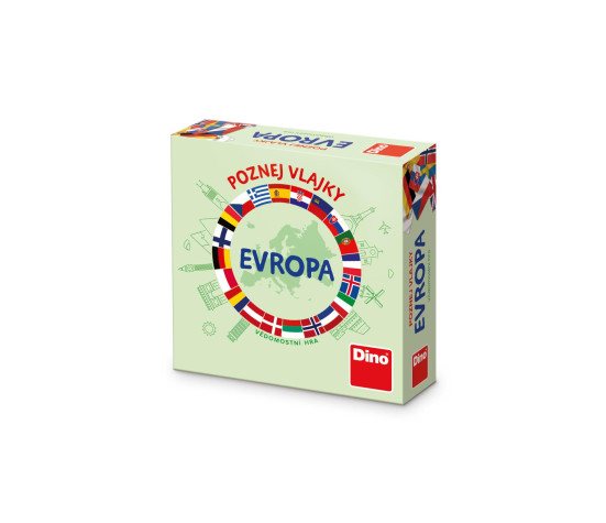 Poznej vlajky Evropa cestovní společenská hra v krabici 13x13cm